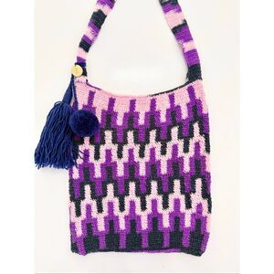 Among Equals Purple Pink Geometric Bilum Tote Bag